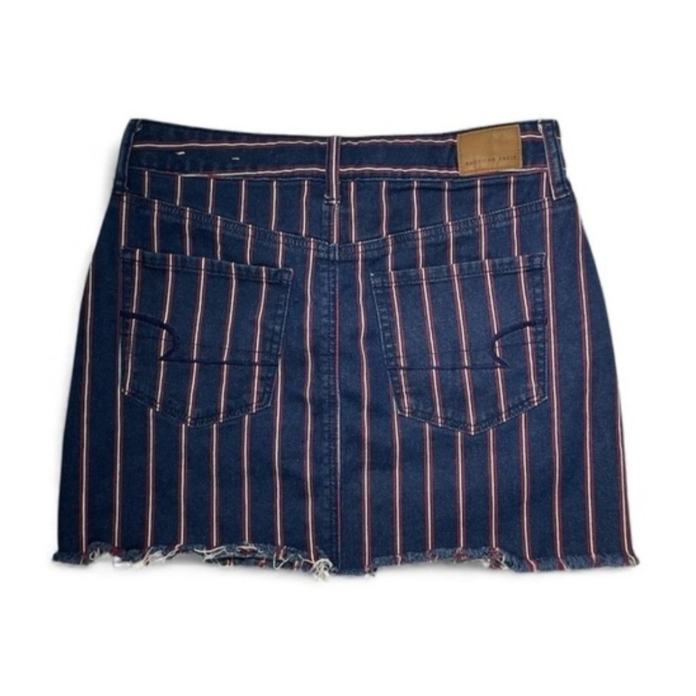 American Eagle Outfitters Preppy Vertical Stripe Denim‎ Mini Skirt Women's 6 - Picture 3 of 7